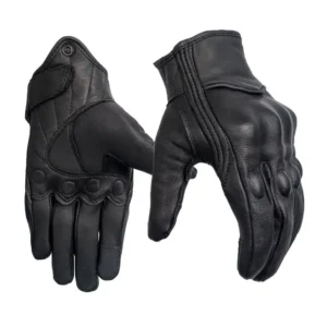Black Leather Bike Gloves