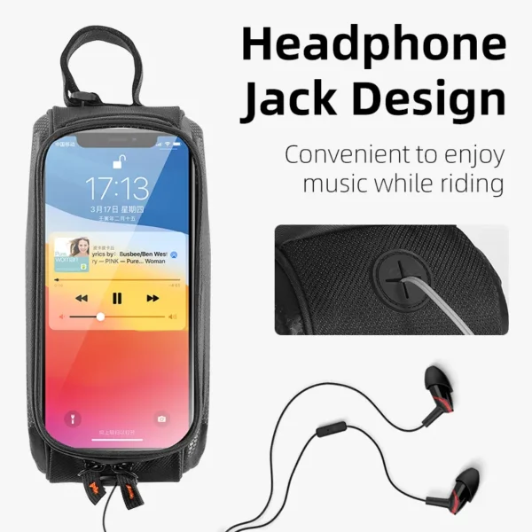 Bike Front Tube Bag with Headphone Jack