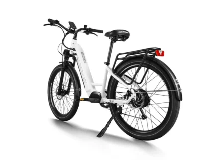 Rambler : Electric City Commuter Bike - White - Back Side